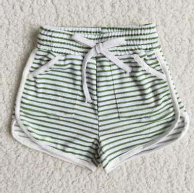 b0-19-1 Green & White Striped Print Sport Shorts