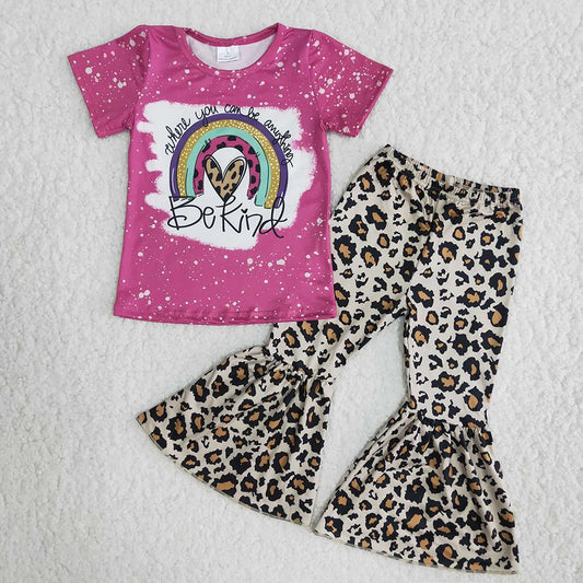 Be Kind Hot Pink Leopard Print Baby Girls Outfits