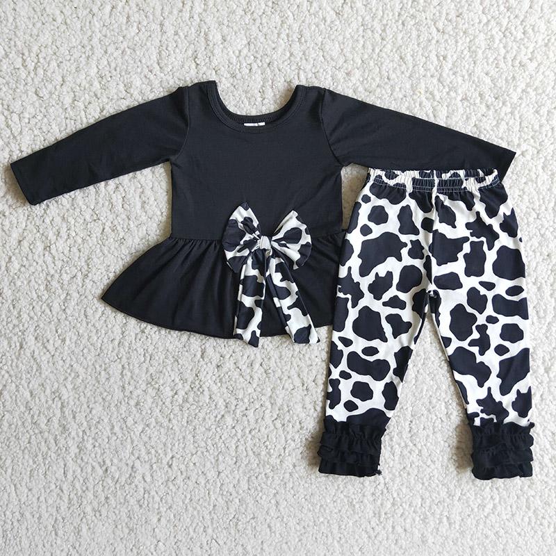 Cow Print Girls Bow Outfits