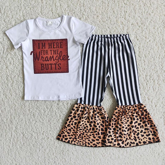 Short Sleeve Striped Print Leopard Print Outfits