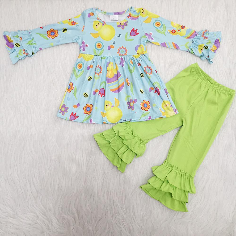 Easter Baby Girls Green Colorful Eggs Set
