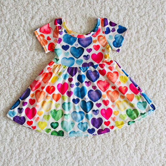 Valentines' Day Short Sleeve Love Heart Print Dress