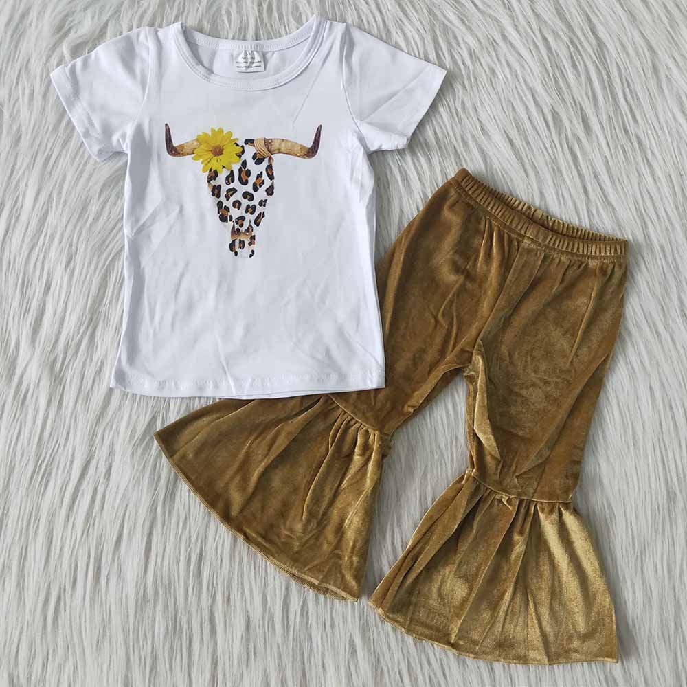 Heifer Short Sleeve Match Velvet Pants Set