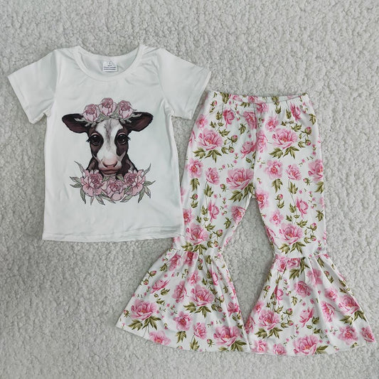 Cow Baby Girls Floral Print Cute Outfits
