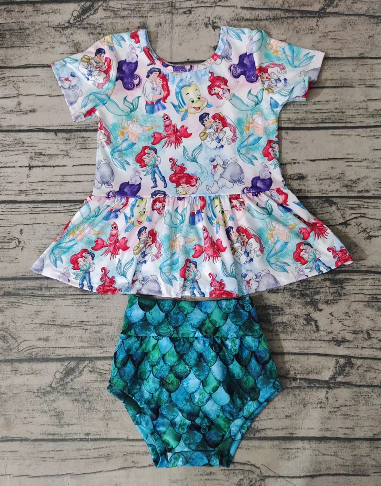 GBO0035  Mermaid Cartoon Bummies Set