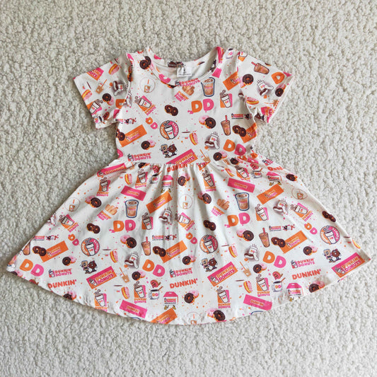 D2-16 Donut Short Sleeve Baby Girls Twirl Dress