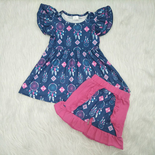 A13-1 $2.99 Cute Navy Flutter Sleeve Girls Outfits