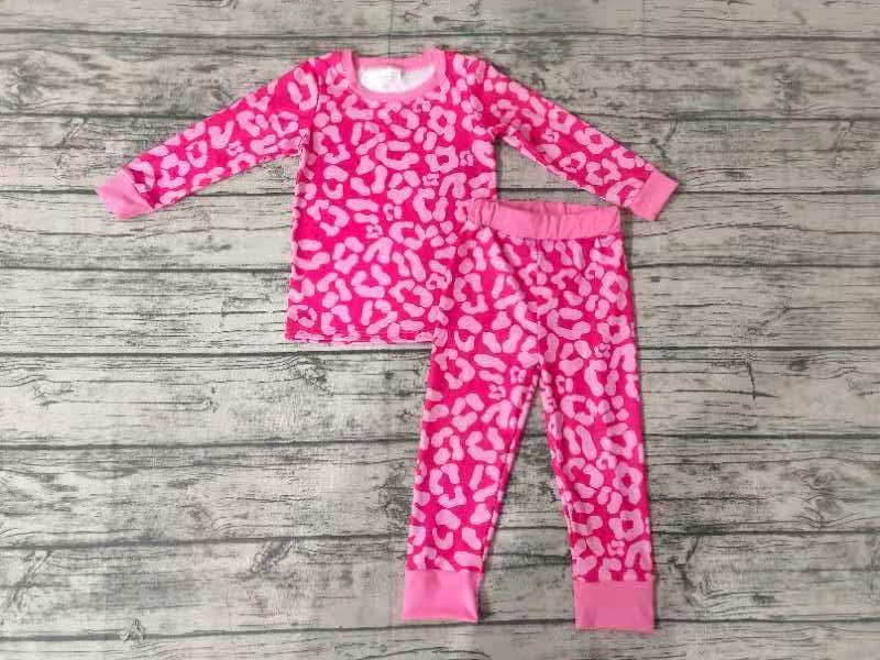 Valentine Pink Leopard Print Girls Pajamas