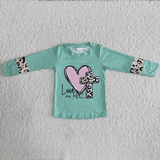 Easter Cross Love Heart Leopard Print T-shirt