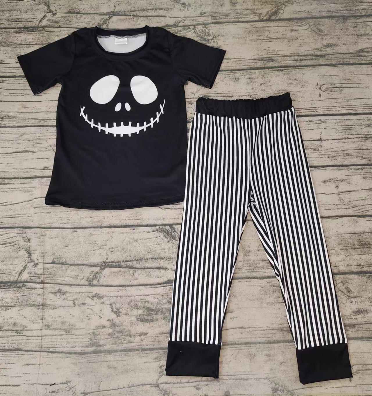 BSPO0023 Halloween Black Striped Print Boys Outfits