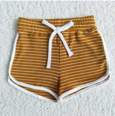 b0-16 Brown Striped Print Sport Shorts