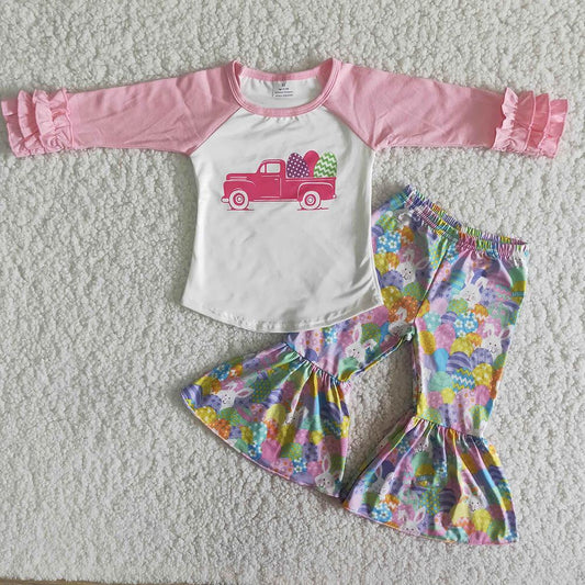 Easter Pink Eggs Truck Girls Outfits