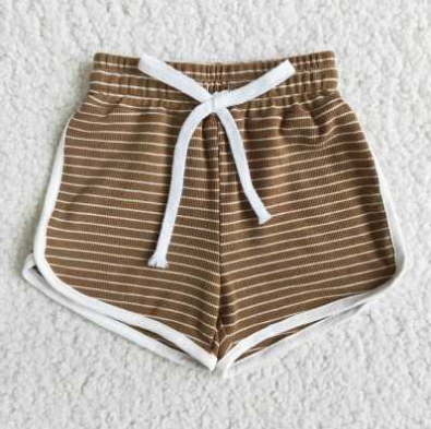 B0-18 Brownness Striped Print Sport Shorts