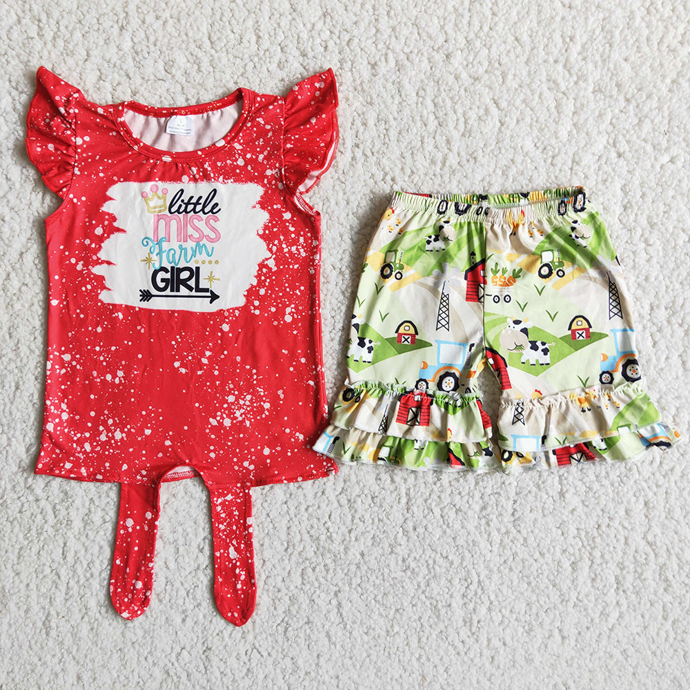 D12-29 $2.99 Little Miss Farm Girl Red Bleach Design Set