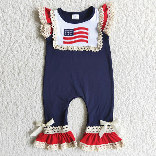 Embroidery 4th Of July Girls Romper