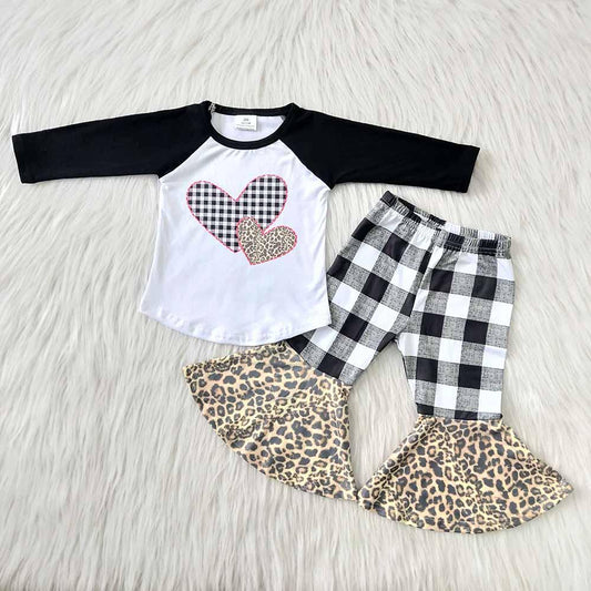 Casual Valentines Plaid Print Kids Outfits
