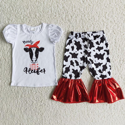 Moody Love Heifer Cow Print Girls Outfits