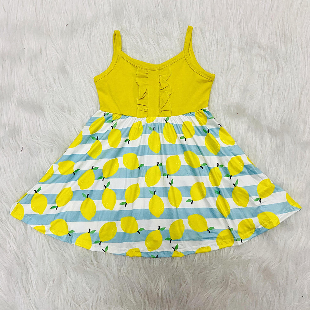 Summer Sleeveless Lemon Twirl Dress