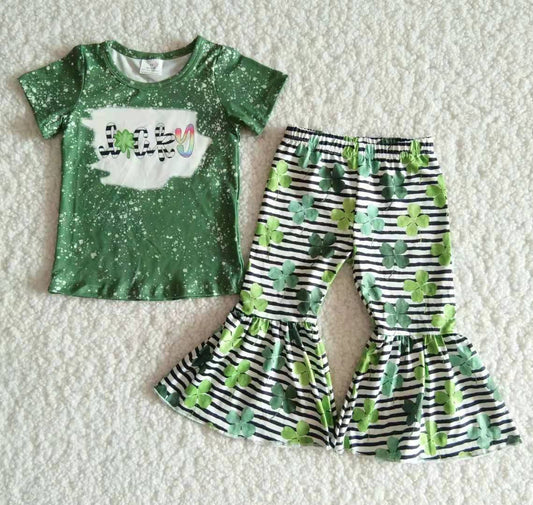 Green Lucky St. Patrick Striped Print Outfits