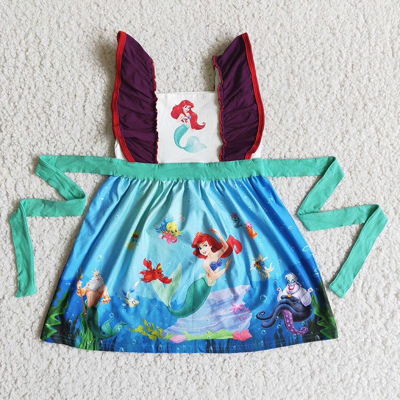 Mermaid Cartoon Baby Girls Summer Princess Dress