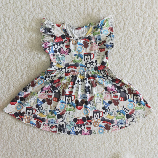 Flutter Cartoon Baby Girls Twirl Dress