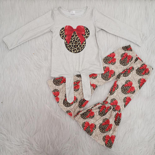 Cartoon Leopard Print Valentine Girls Outfits