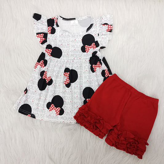 Cartoon Baby Kids Red Shorts Girls Set