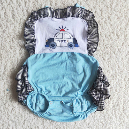 Embroidery Police Blue Baby Romper