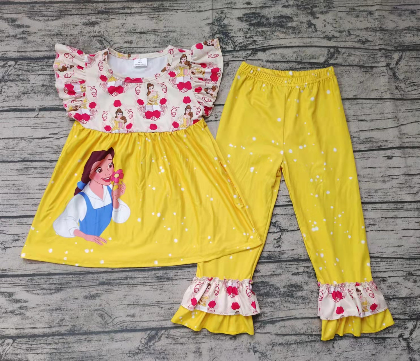 GSPO0057 Cartoon Yellow Princess Casual Set