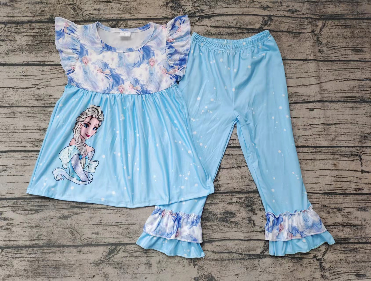 GSPO0056 Cartoon Blue Princess Casual Set