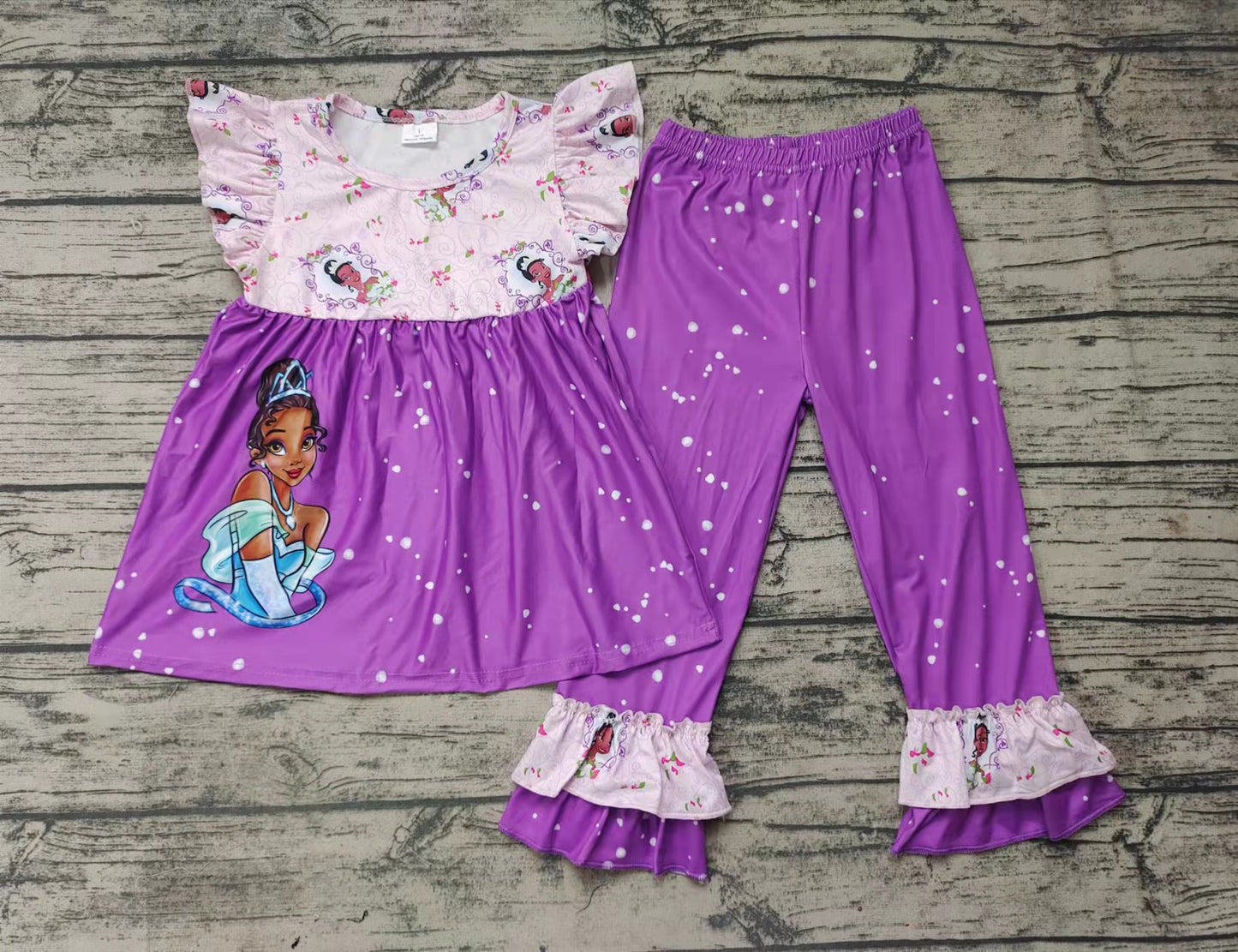 GSPO0058 Cartoon Purple Princess Casual Set