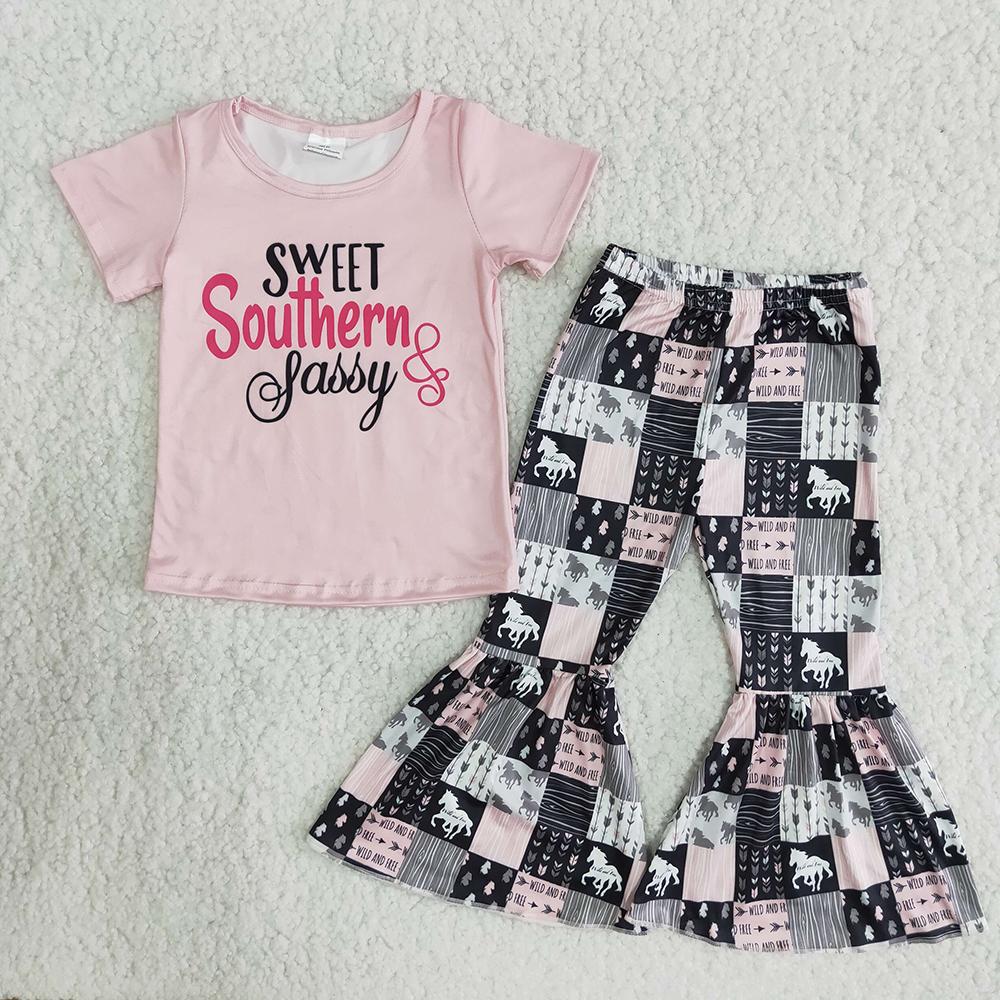 A0-16 Sweet Southern & Sassy Pink Girls Outfits