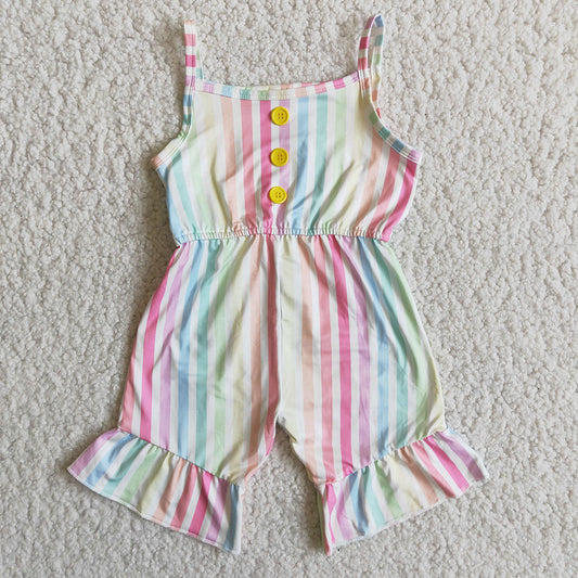 Summer Colorful Striped Print Baby Girls Jumpsuits