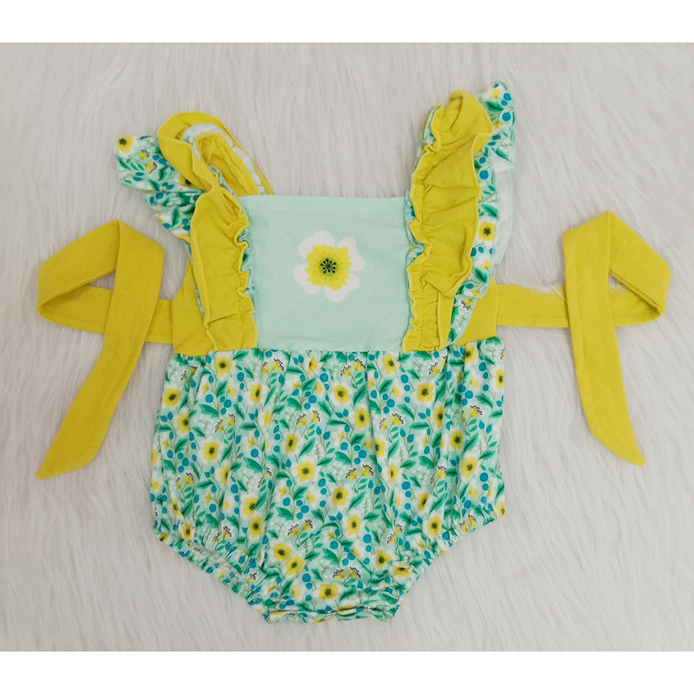 Spring Flower Floral Print Baby Girls Romper