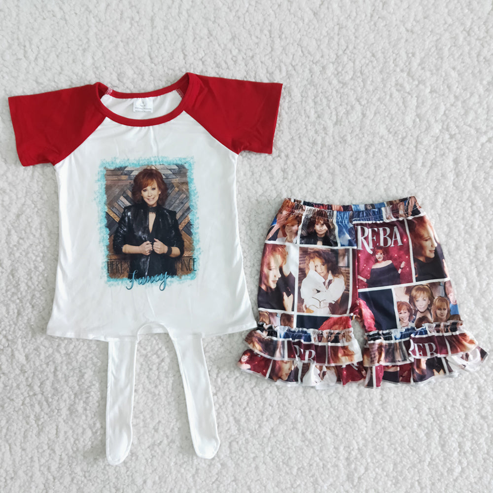 B4-15 $2.99 Red Sleeve Singer Girls Fashion Summer Set