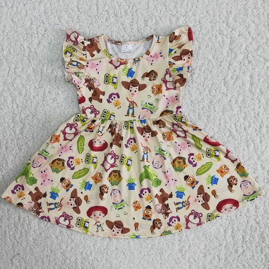 Toy Flutter Sleeve Cartoon Girls Twirl Dress