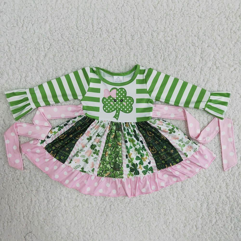 Green St. Patrick Clover Twirl Dress