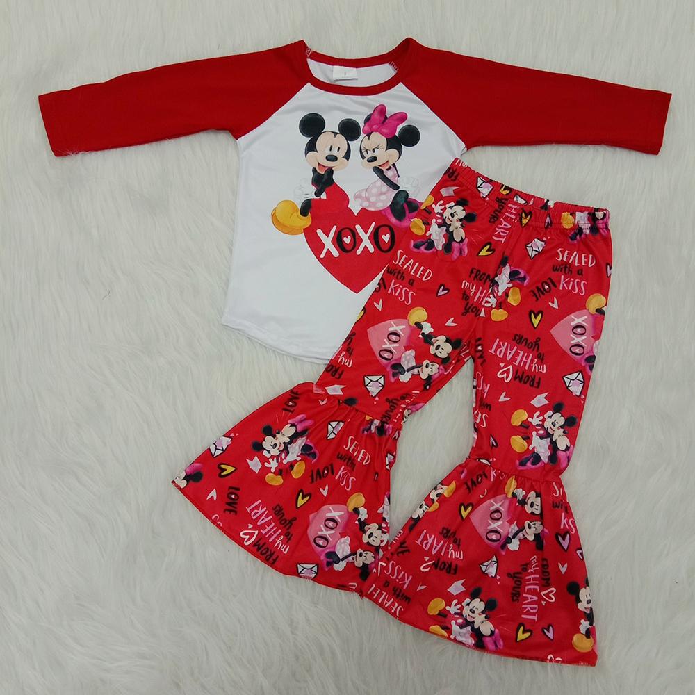 XOXO Cartoon Baby Girls Valentine Casual Outfits