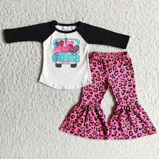 Valentine Baby Girls Pink Leopard Print Set