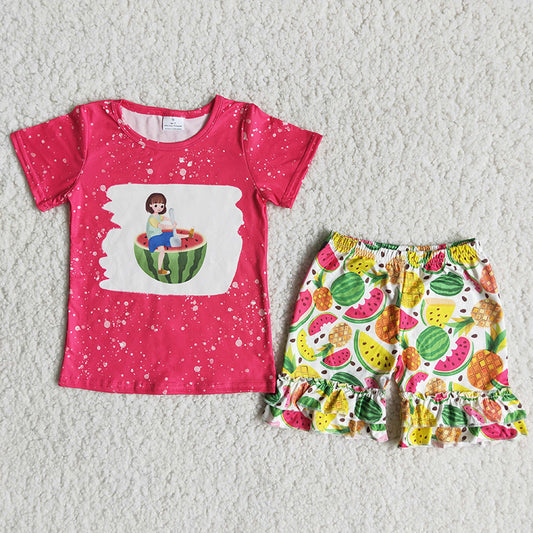 C0-2 $2.99 Red Bleach Watermelon Girls Summer Outfits